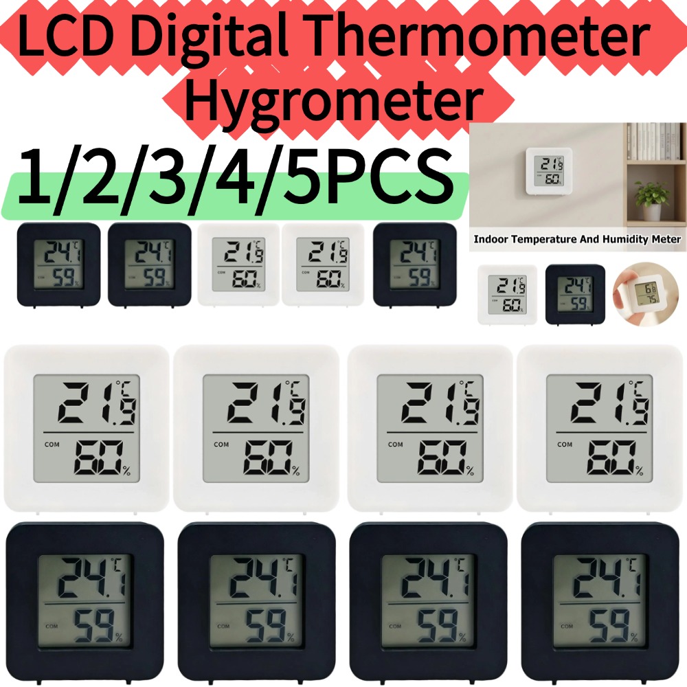 Weather Station Indoor - 1/2/3/4/5 قطع مقياس حرارة ورطوبة إلكتروني