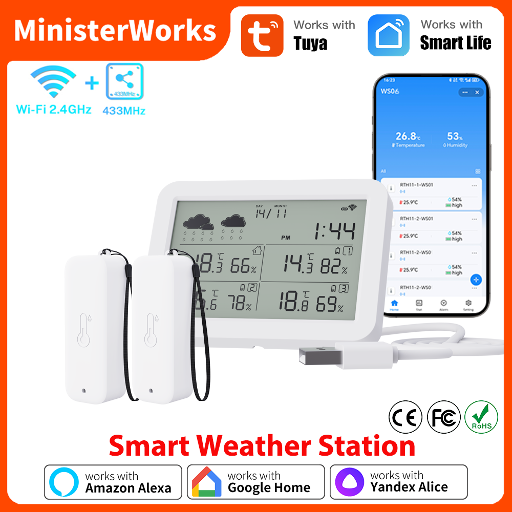 Weather Station Indoor - Tuya WiFi محطة الطقس RF433 مستشعر