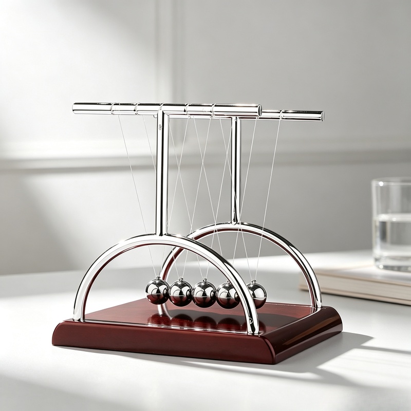 Newton Cradle Large - مهد نيوتن للكرات الفولاذية المتوازنة، كرة